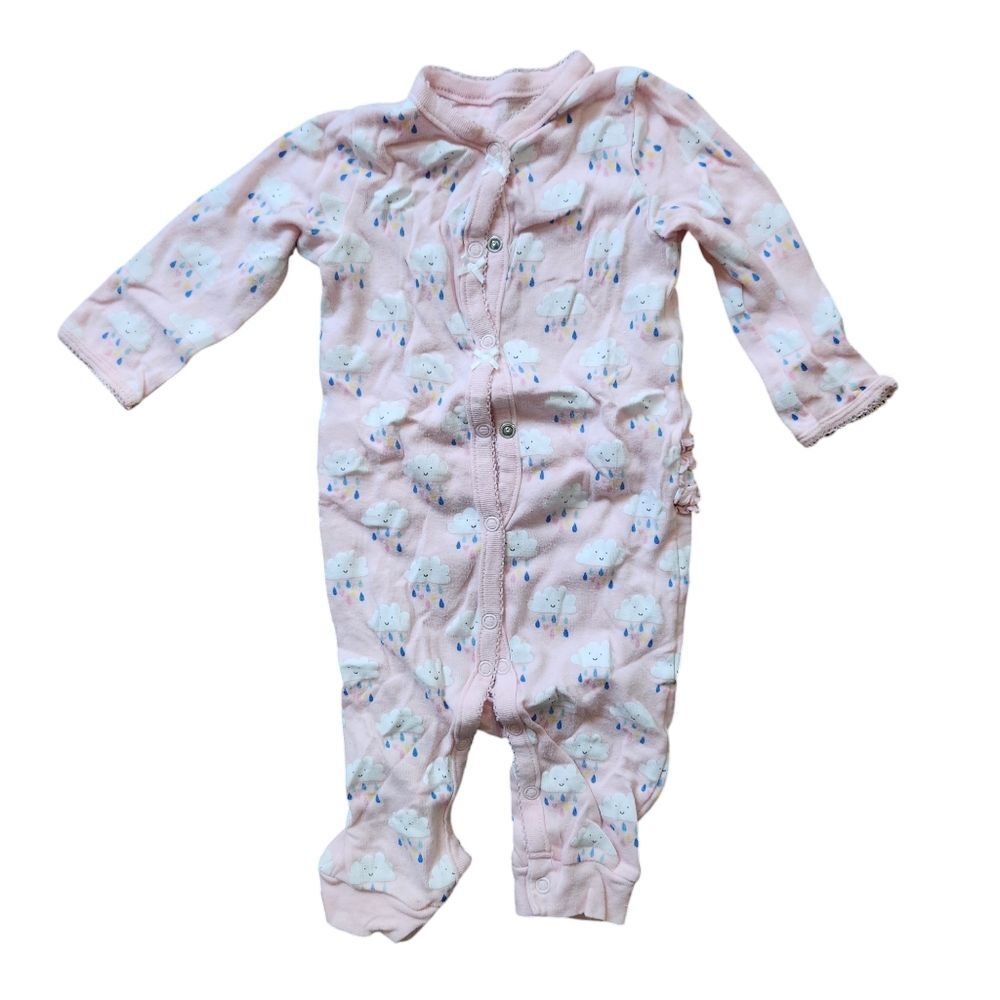 Carter's Footless Cotton Pink Rain Clouds Snap-up Sleep & Play Size 9 months